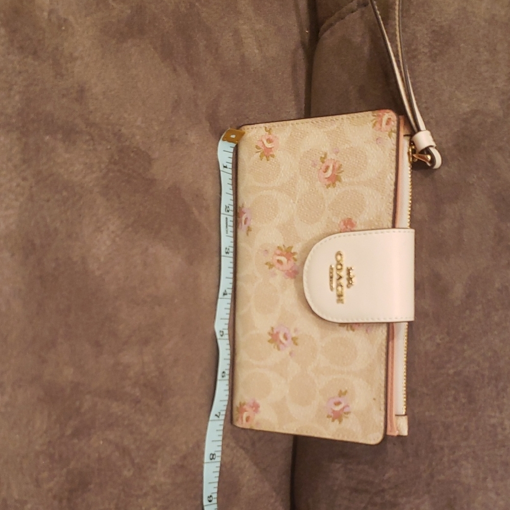 Coach Beige and Pink Floral Wristlet